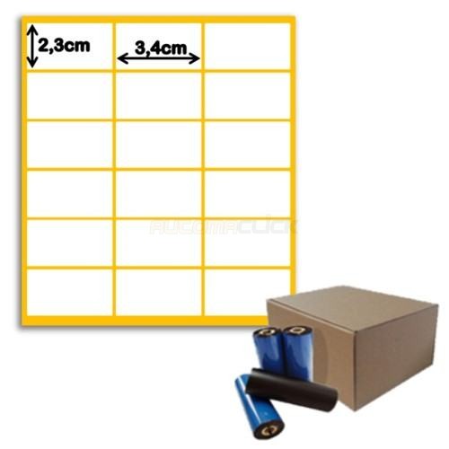 Etiquetas de Papel Couche, 34mm x 23mm + Ribbon Cera 91 Metros Etiquetas de Papel Couche, 34mm x 23mm + Ribbon Cera 91 Metros