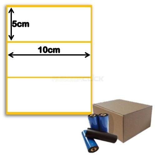 Etiquetas de Papel Couche, 100mm x 50mm + Ribbon Cera 450 Metros Etiquetas de Papel Couche, 100mm x 50mm + Ribbon Cera 450 Metros